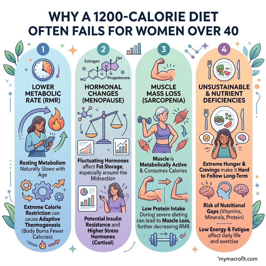 1200 Calories After 40: Too Low for Most Women (Here's What to Eat Instead) infographic