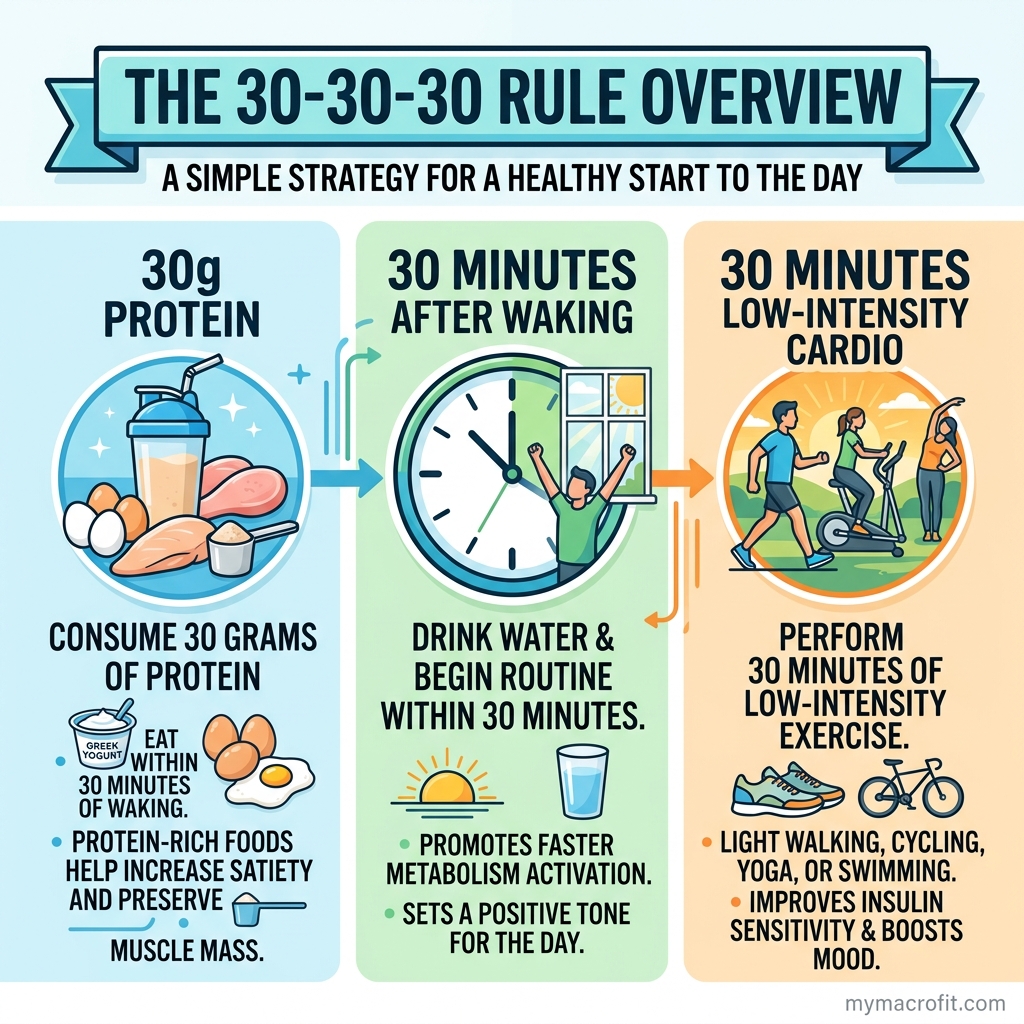 The 30-30-30 Rule: Does This Viral Morning Routine Actually Work? infographic