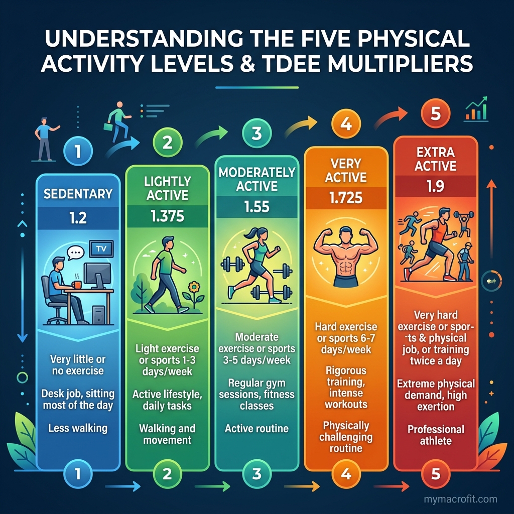 TDEE Activity Level Multipliers: Which One Should You Actually Choose? infographic