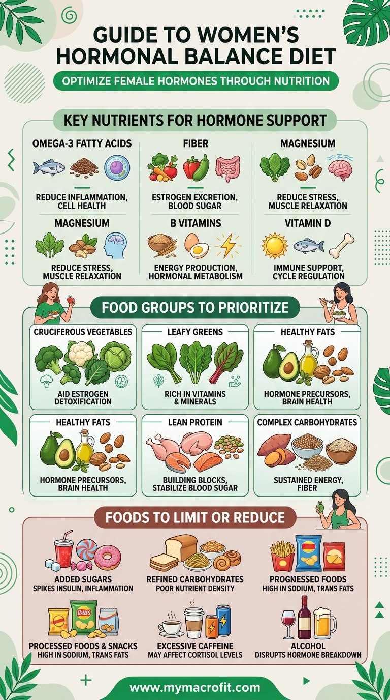 Diet for hormonal balance women, key nutrients, food groups, foods to prioritise and limit for female hormone support