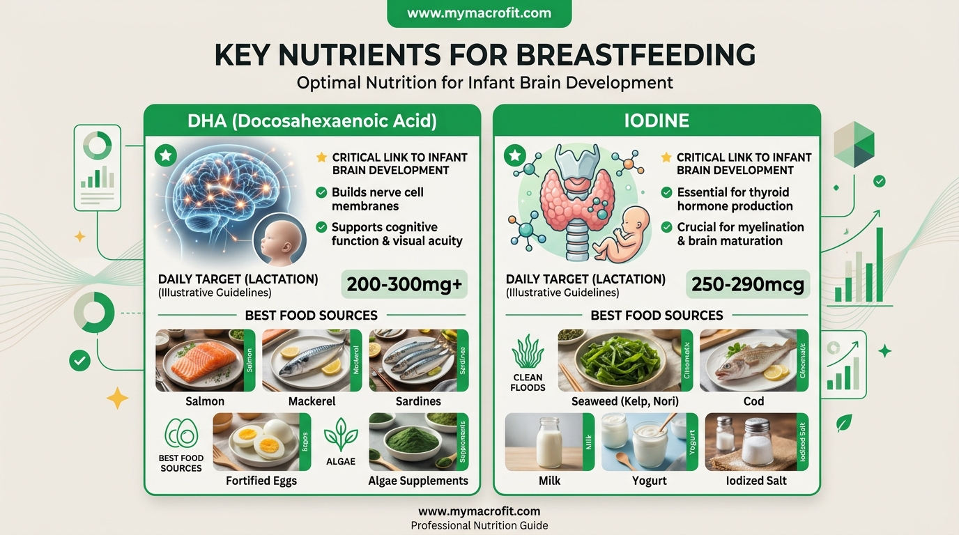 Breastfeeding key nutrients, daily targets, best food sources, and what happens to breast milk if intake is low