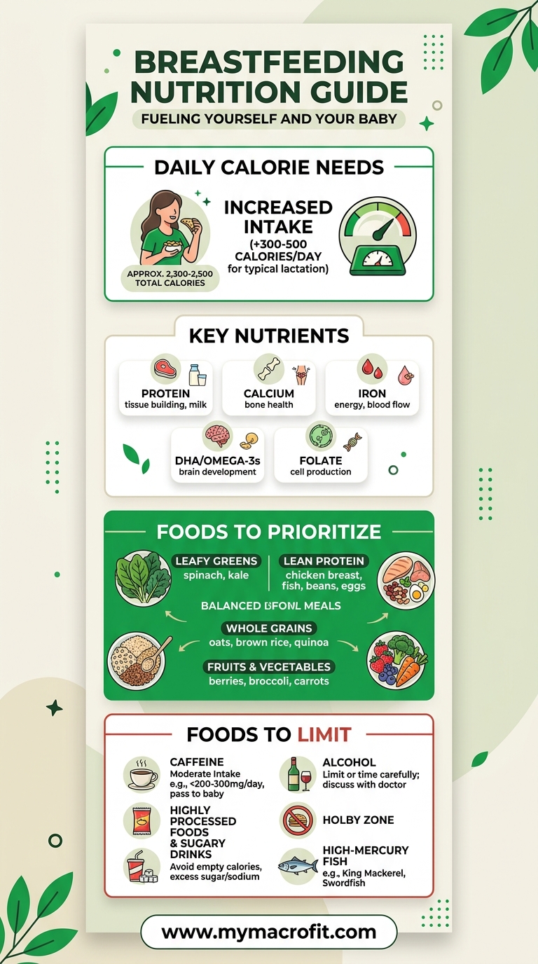 Breastfeeding nutrition guide, calorie needs, key nutrients, foods to prioritise and foods to limit while nursing