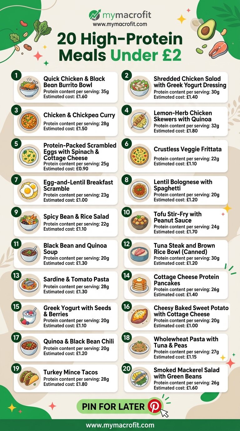 20 cheap high-protein meals under £2 per serving, recipes with protein content and estimated cost