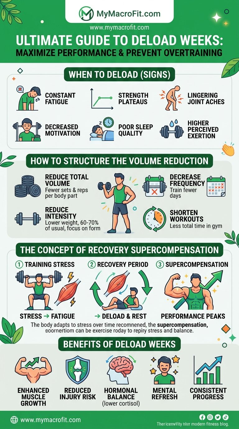 Deload week guide, when to deload, how to structure it, and what to expect from the recovery supercompensation