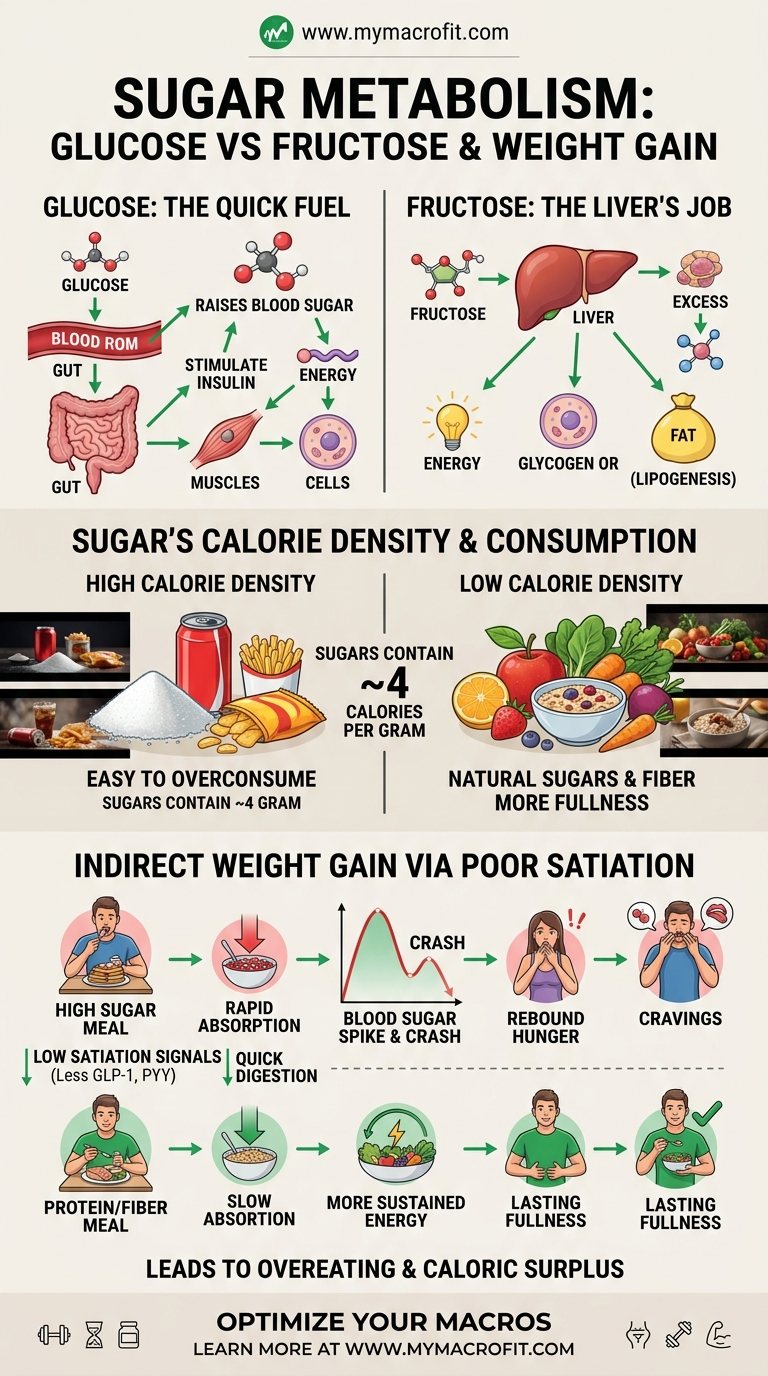 Does sugar make you fat, the science of sugar metabolism, fructose vs glucose, and how sugar fits into a healthy diet