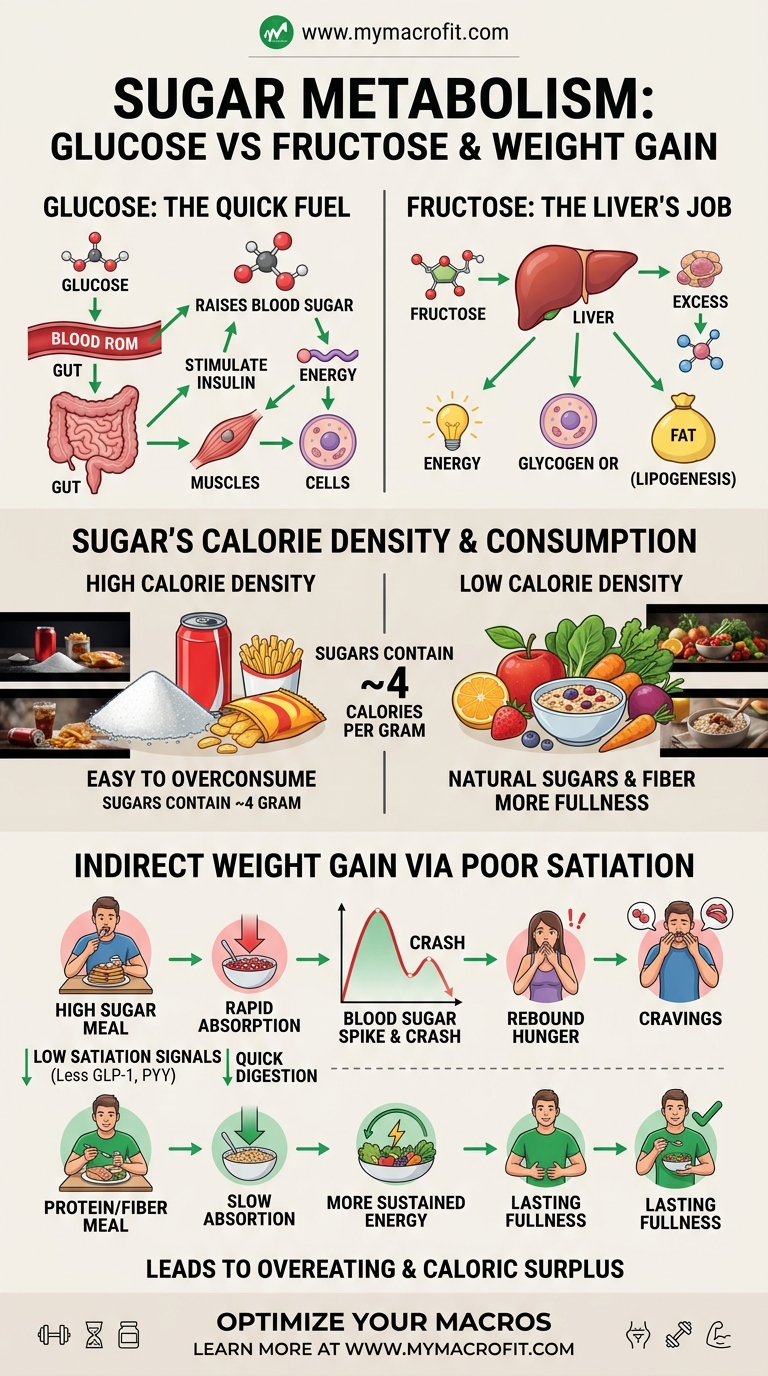 Does sugar make you fat, the science of sugar metabolism, fructose vs glucose, and how sugar fits into a healthy diet