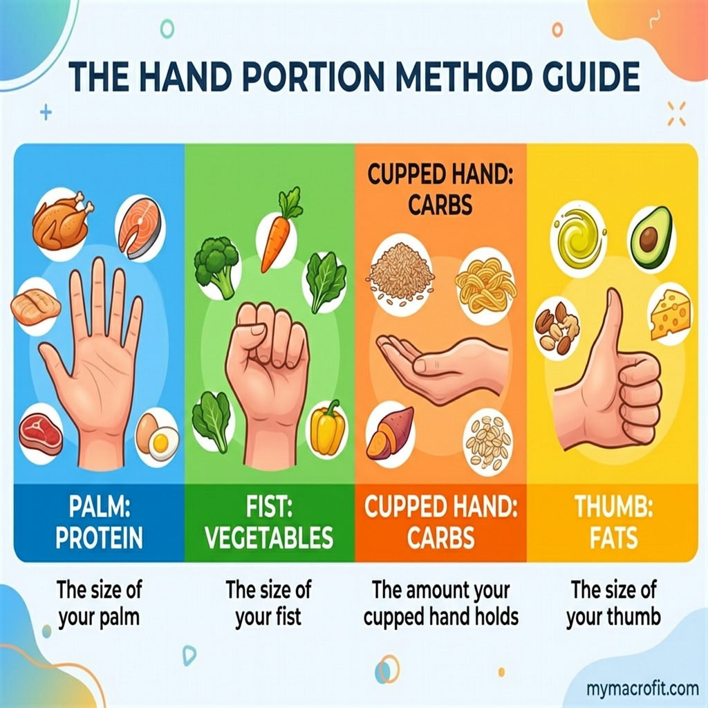 Can You Eyeball Macros Instead of Tracking? The Hand Portion Method Explained infographic