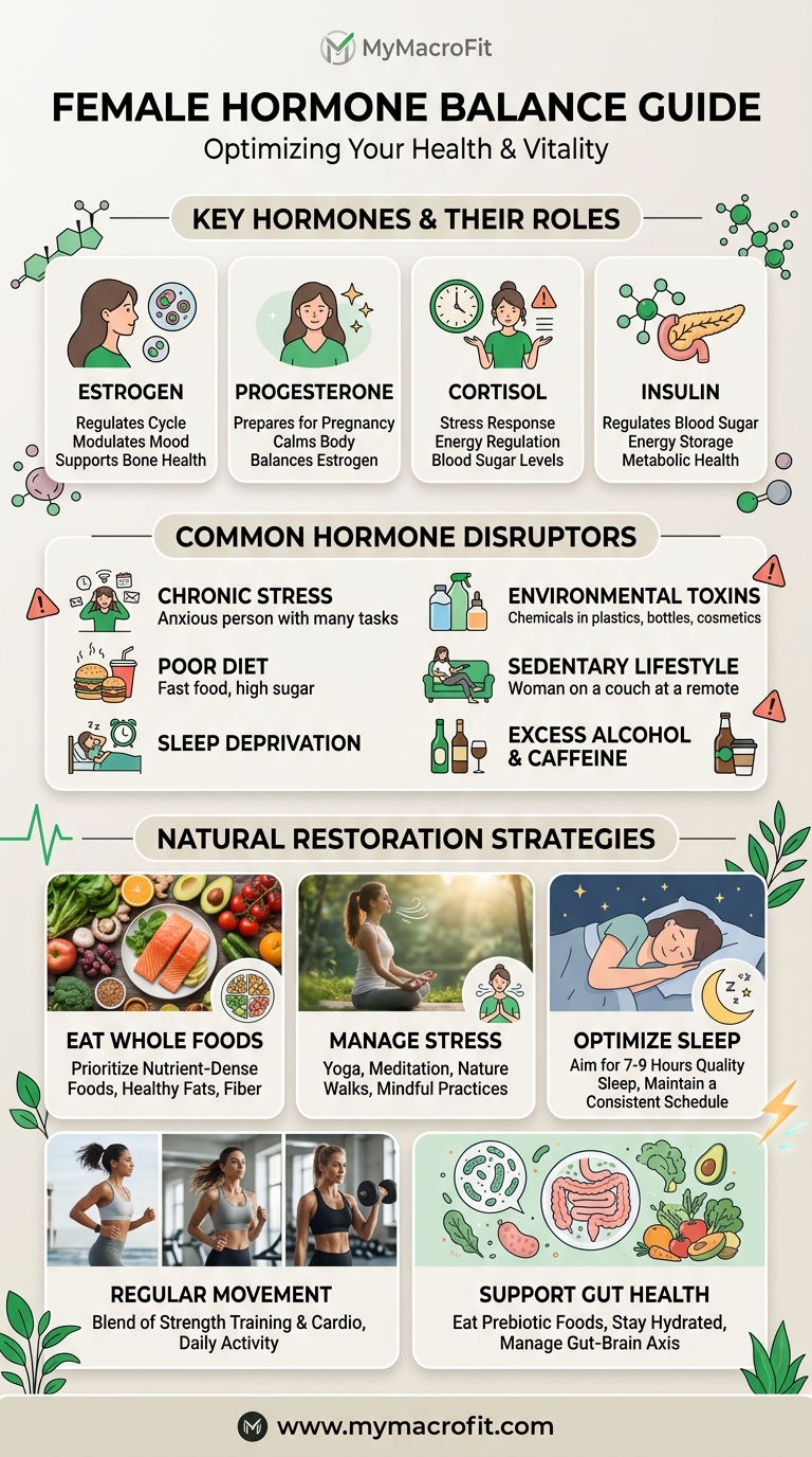 Female hormone balance guide, key hormones, their roles, what disrupts them, and how to restore balance