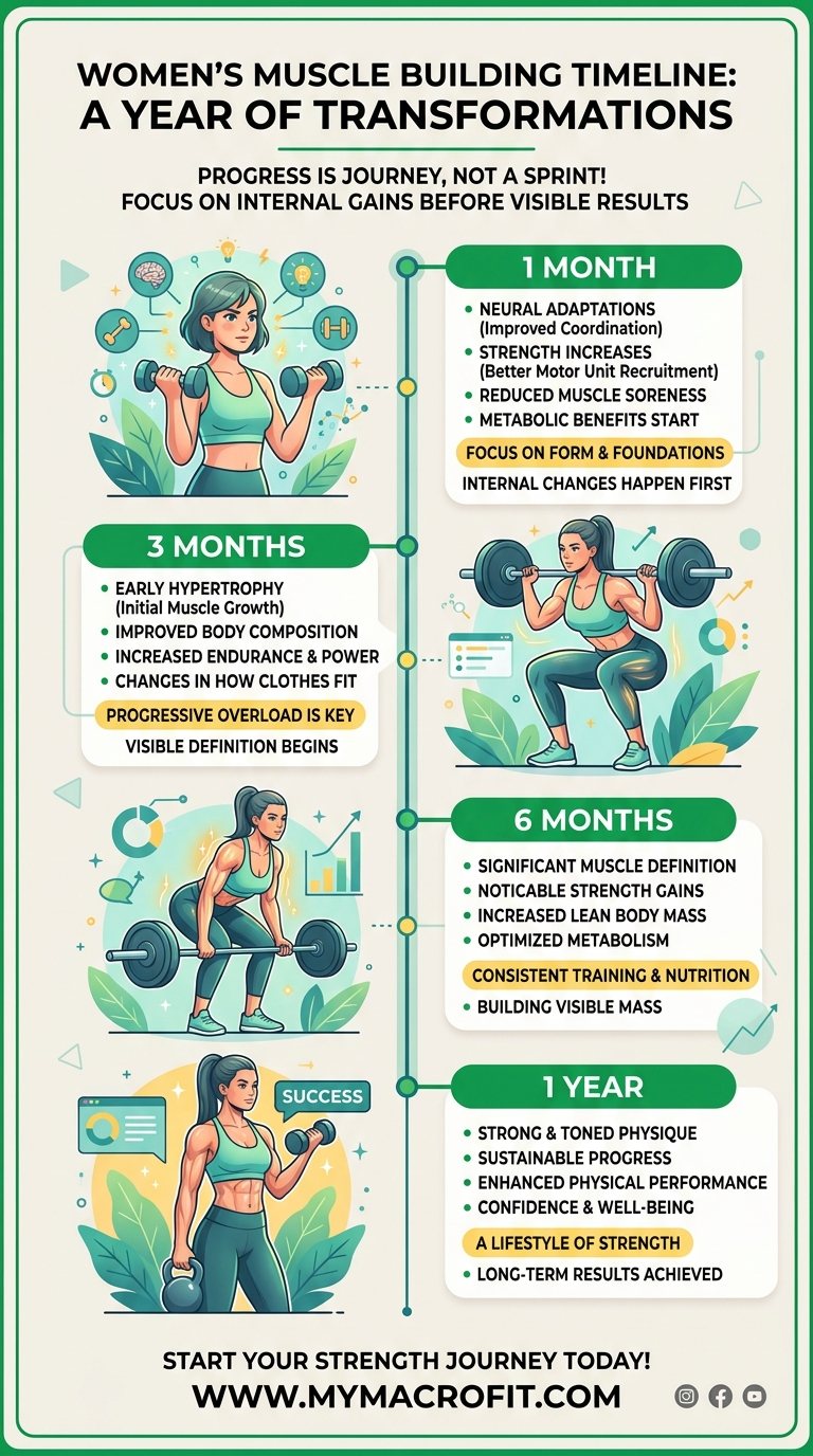 Muscle building timeline, what to expect at 1 month, 3 months, 6 months and 1 year of consistent training