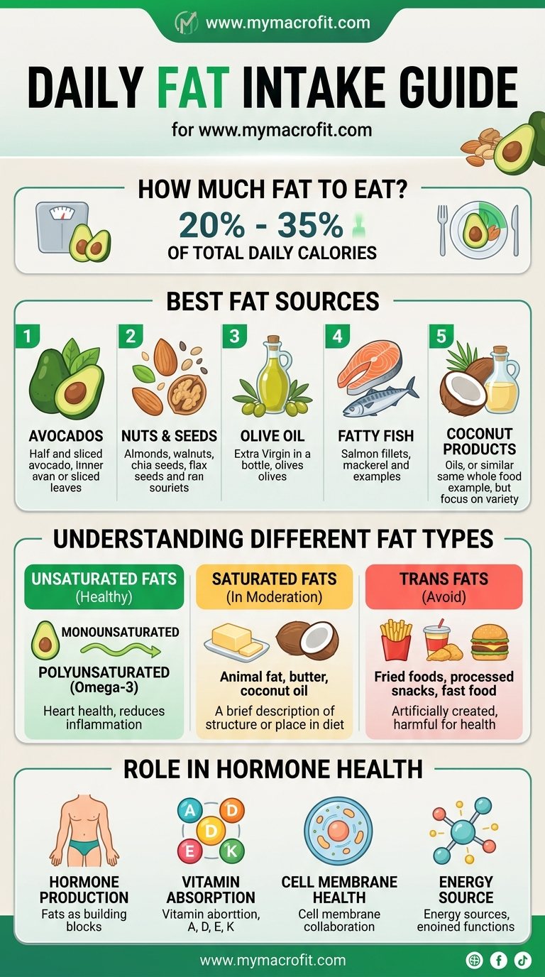 Daily fat intake guide, how much fat to eat, best fat sources, types of fat explained and fat for hormone health