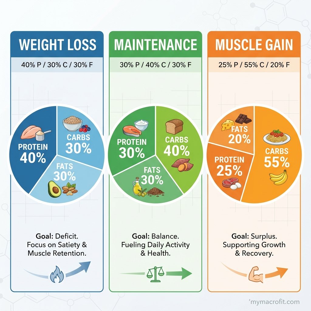 What are macros, visual breakdown of protein, carbs and fat with calorie counts