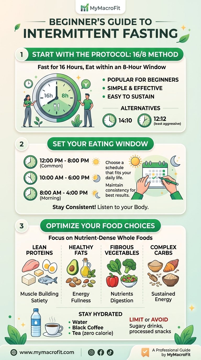 Intermittent fasting beginner's guide, which protocol to start with, how to set up your eating window, and what to eat