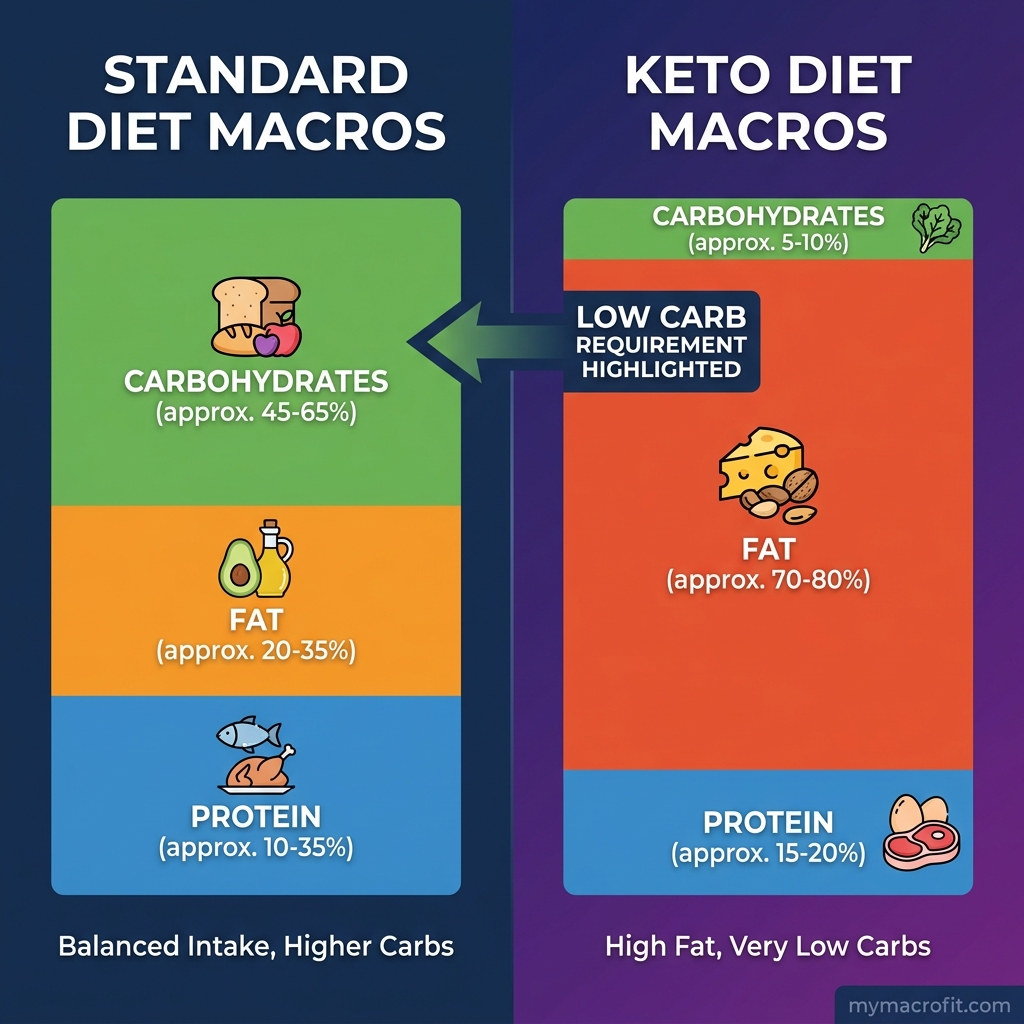 Net carbs vs total carbs chart, how fibre and sugar alcohols affect the carb count of common keto foods