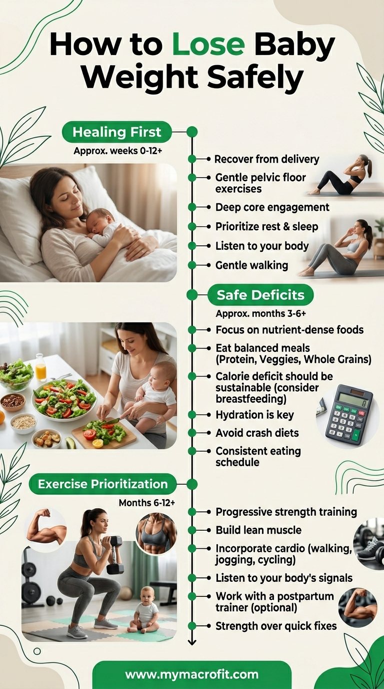 Postpartum weight loss guide, realistic timeline, when to start, safe deficit, and what to prioritise in each phase