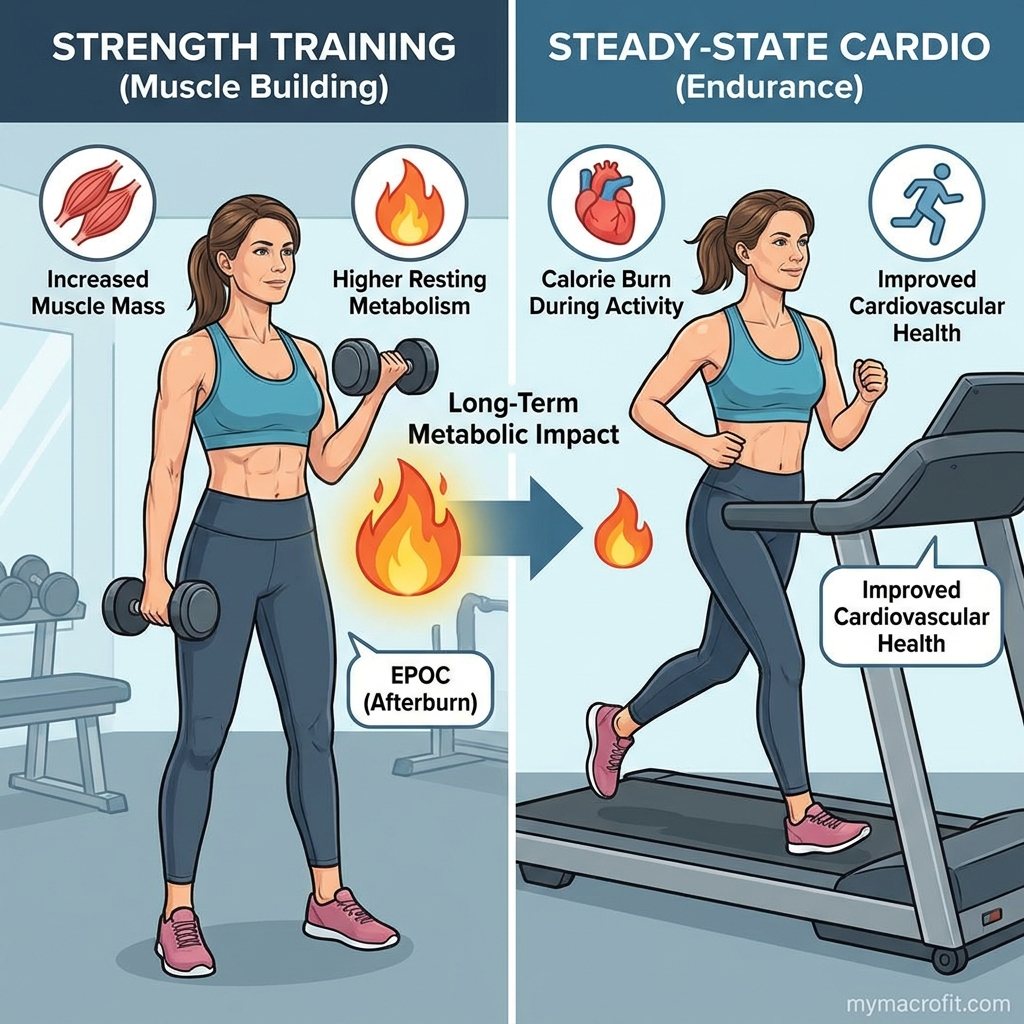 Strength training programme for women over 40, compound movements, progressive overload and weekly training structure