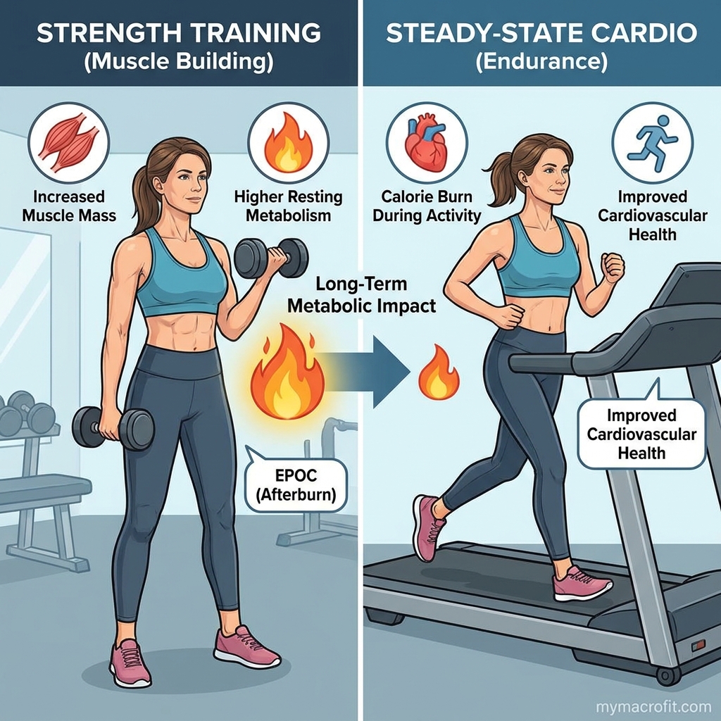 Strength training programme for women over 40, compound movements, progressive overload and weekly training structure