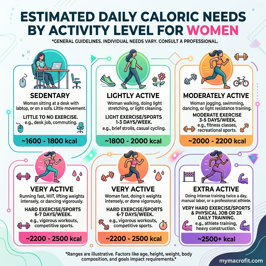 Macro ratio chart for women, protein, carbs and fat percentages for fat loss, muscle building and maintenance goals