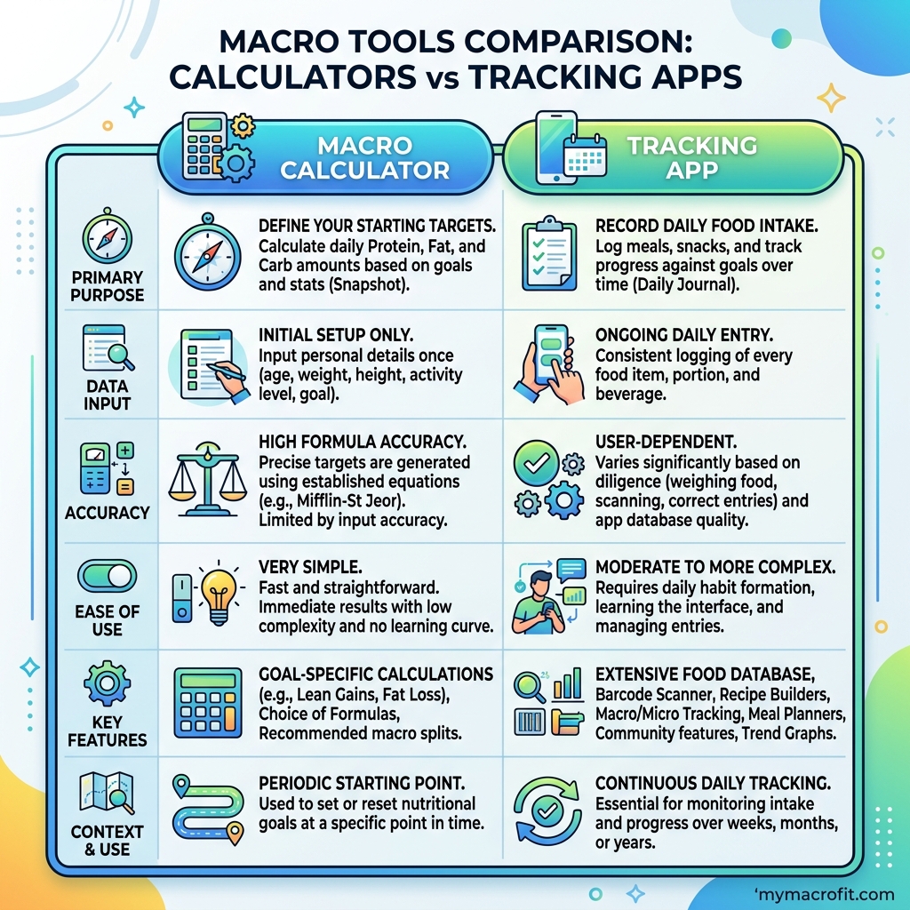 Macro Calculator vs Tracking Apps: Which Do You Actually Need? chart