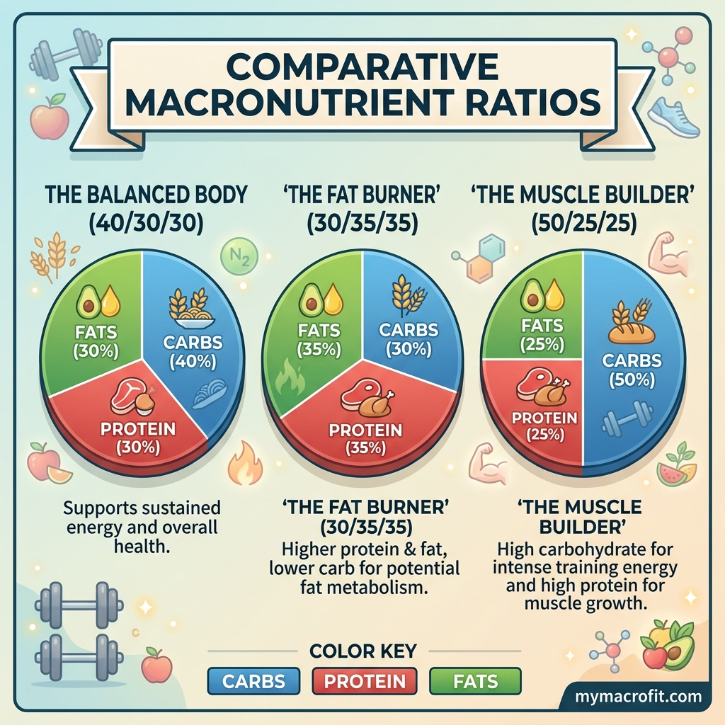Macro Split Guide: 40/30/30 vs 35/35/30 vs Keto, Which Ratio Is Right? chart