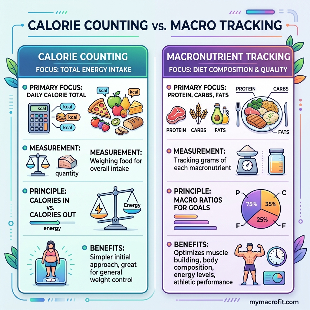 Macro Tracking vs Calorie Counting: Which Actually Works Better for Weight Loss? infographic