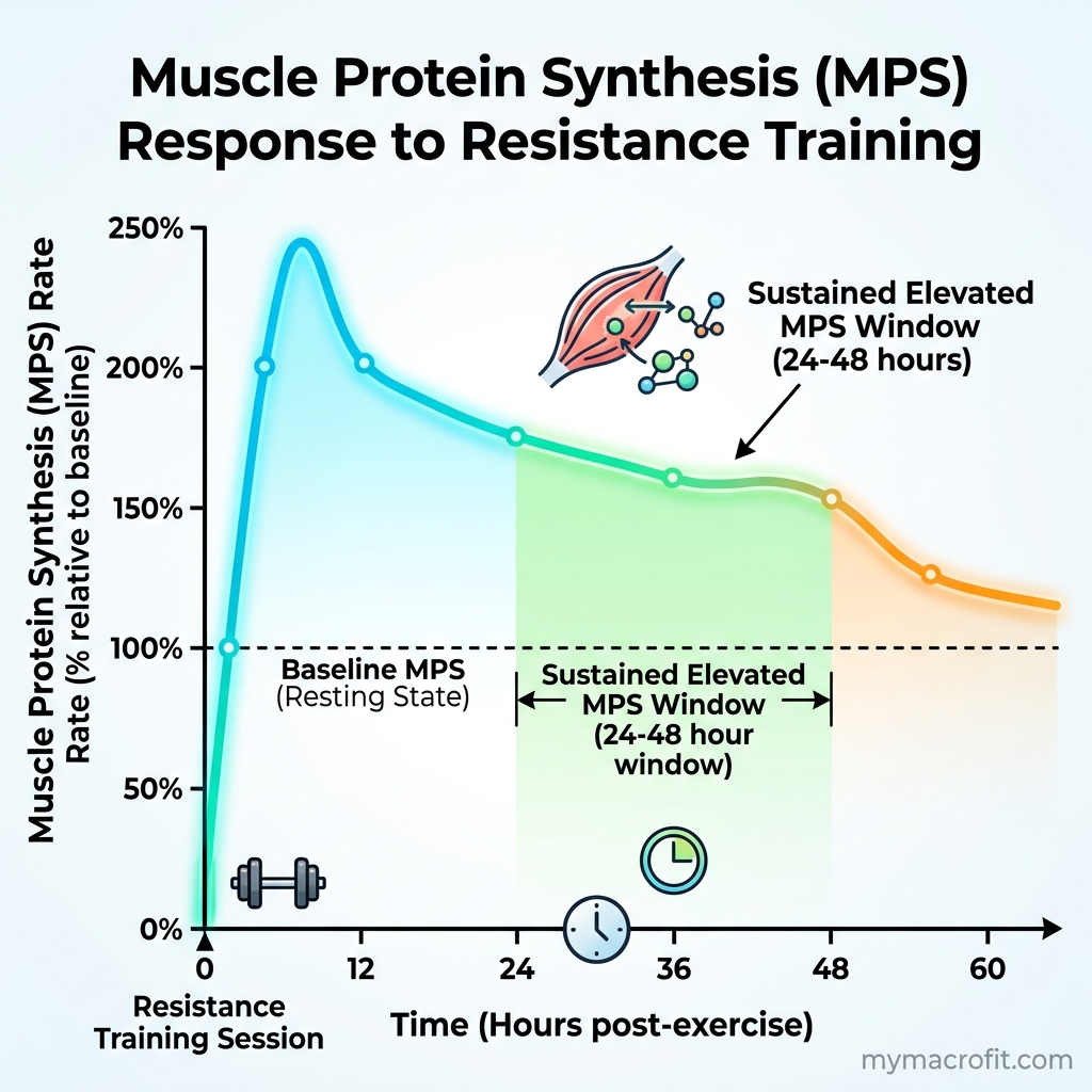 Muscle building training volume chart — weekly sets per muscle group by experience level for hypertrophy