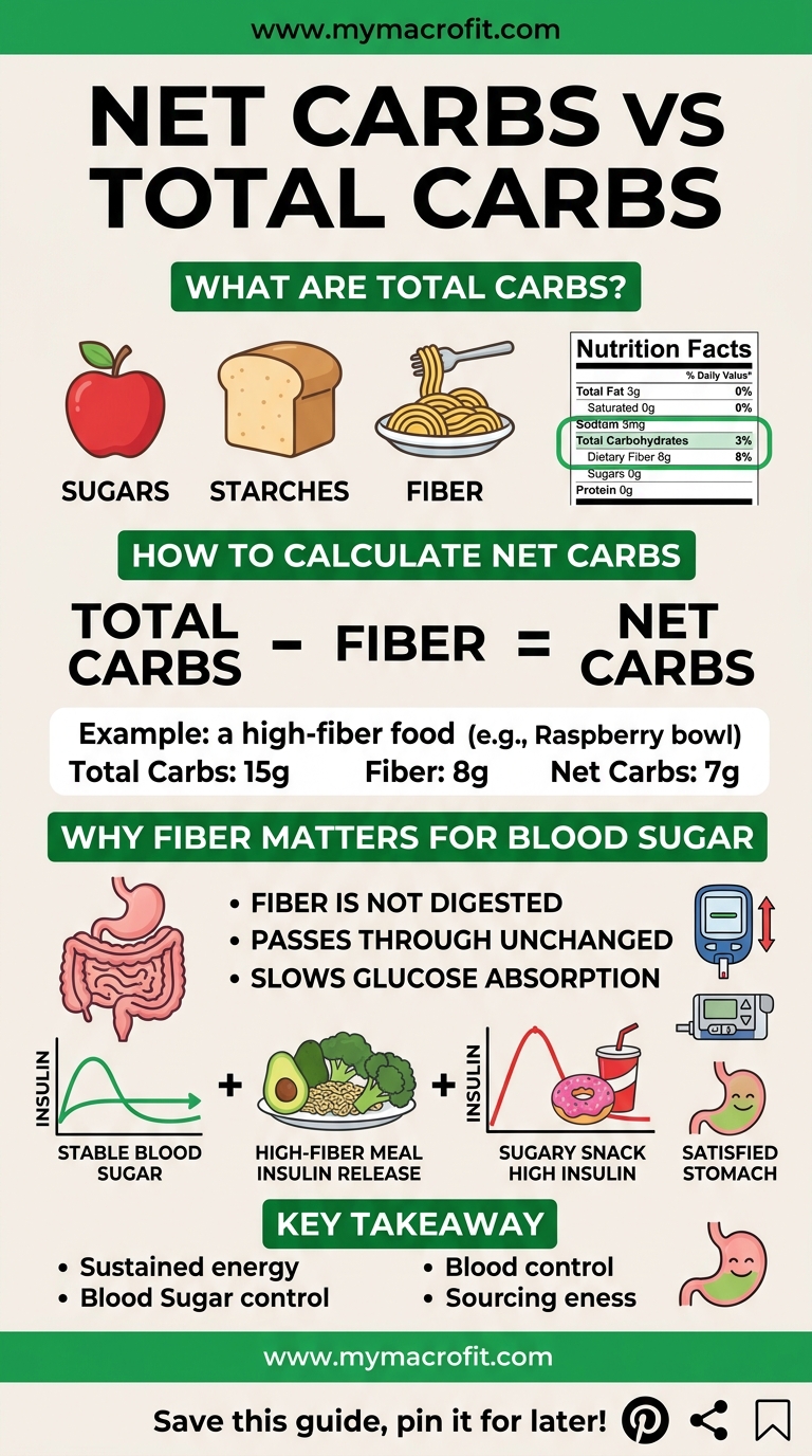 Net carbs vs total carbs, how to calculate net carbs, fibre explained, and when net carbs matter