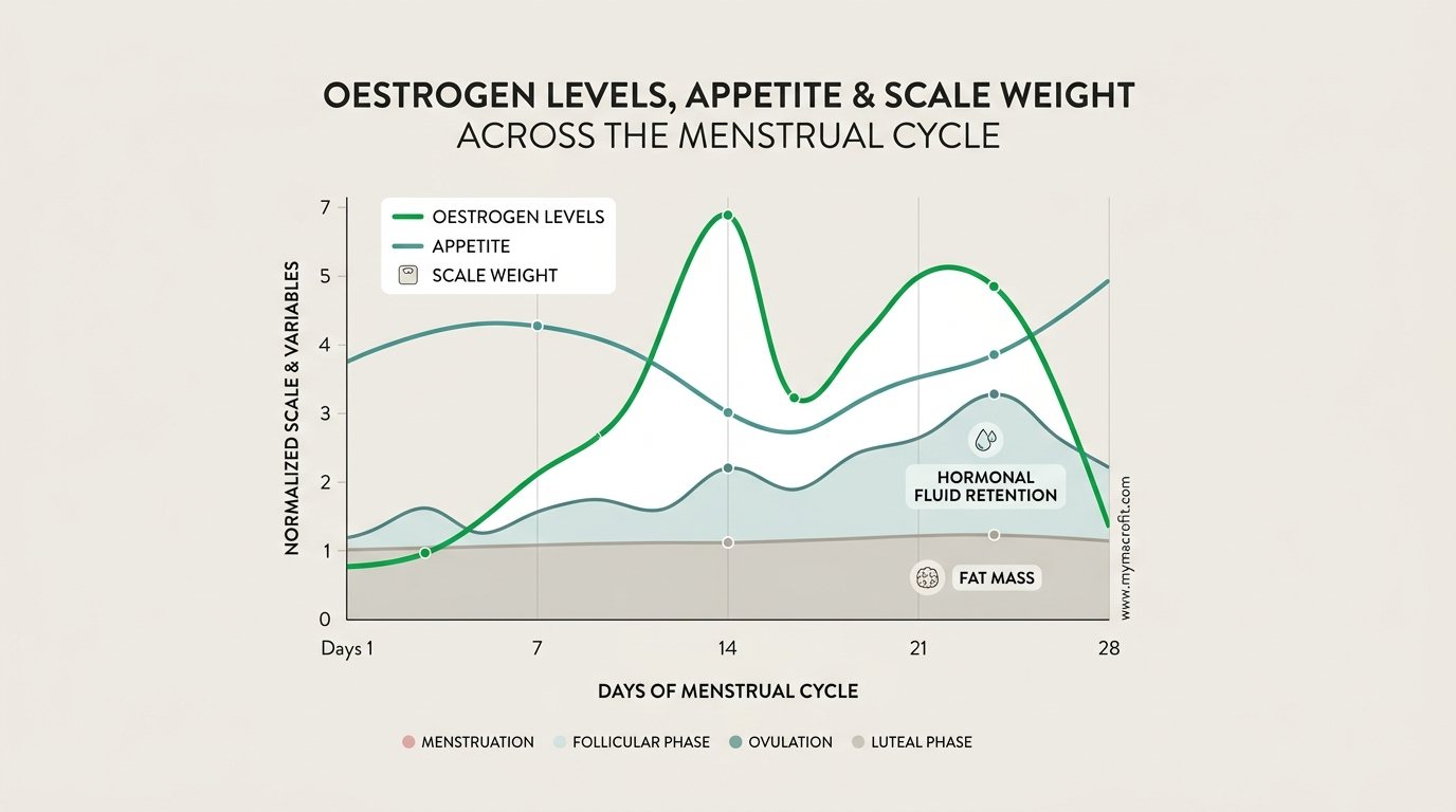 Oestrogen levels across the menstrual cycle and their effect on appetite, metabolism and scale weight