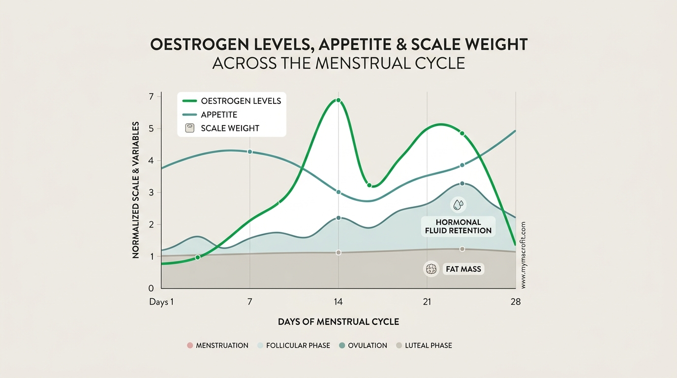 Oestrogen levels across the menstrual cycle and their effect on appetite, metabolism and scale weight