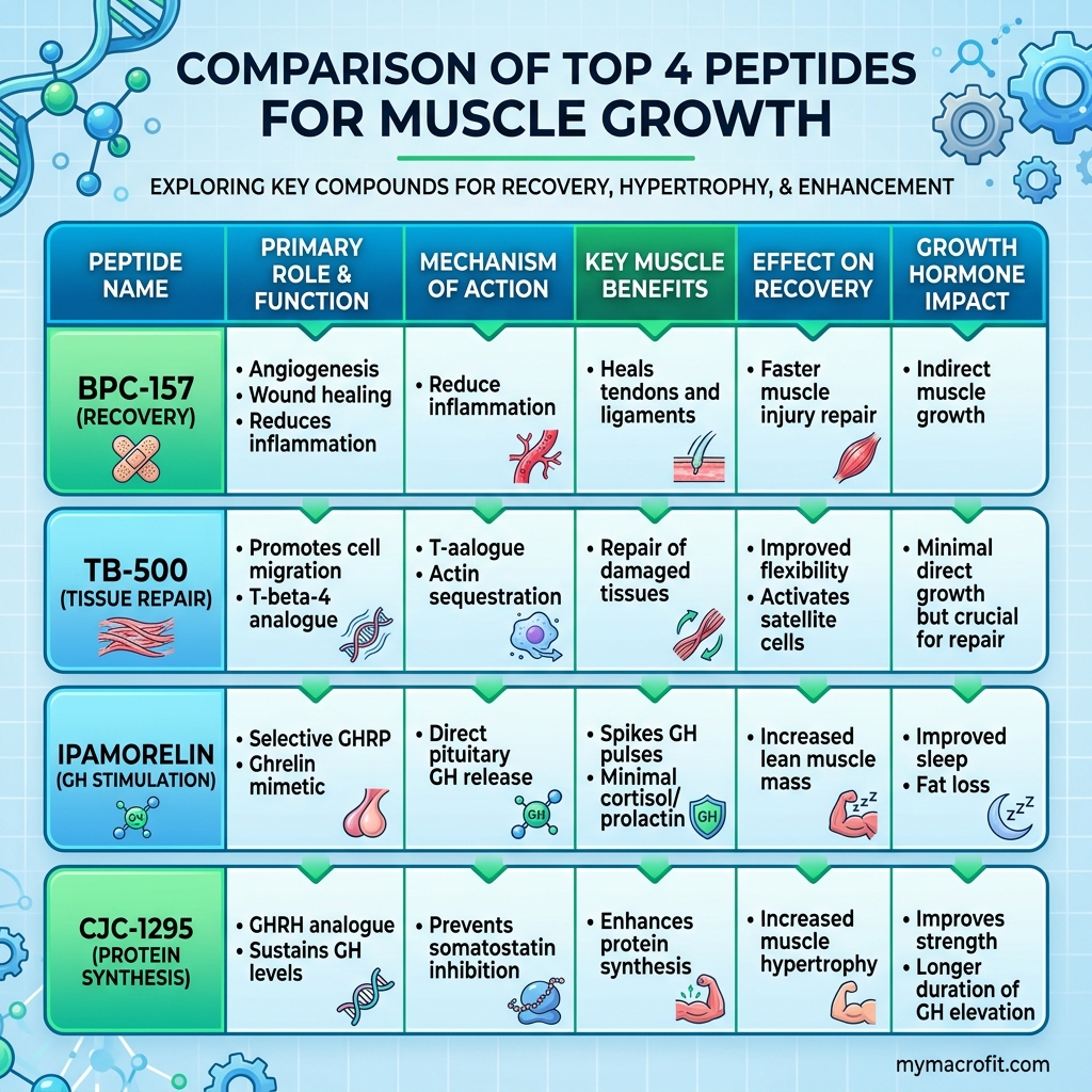 Peptides for Muscle Growth: What They Are and What the Science Actually Says infographic