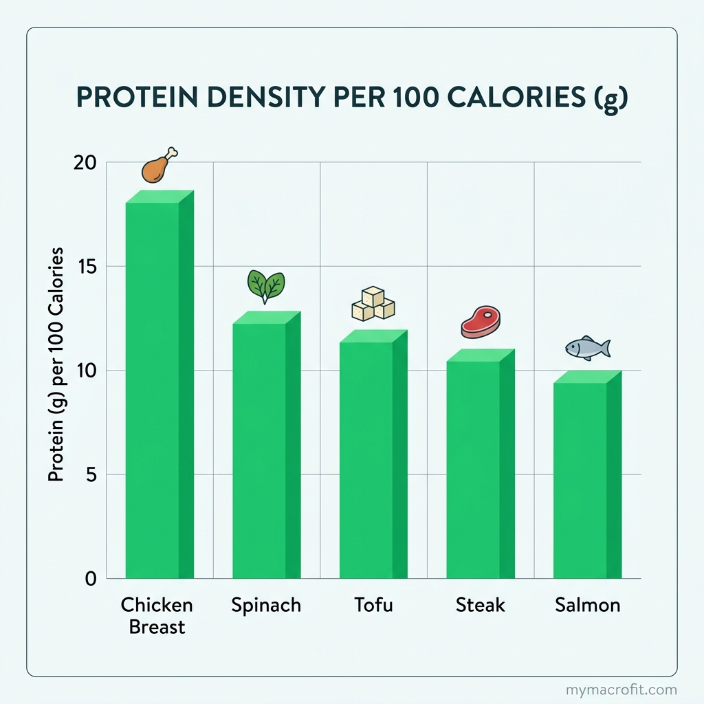 High protein foods ranked by protein per 100g, meat, fish, dairy, legumes and supplements compared side by side