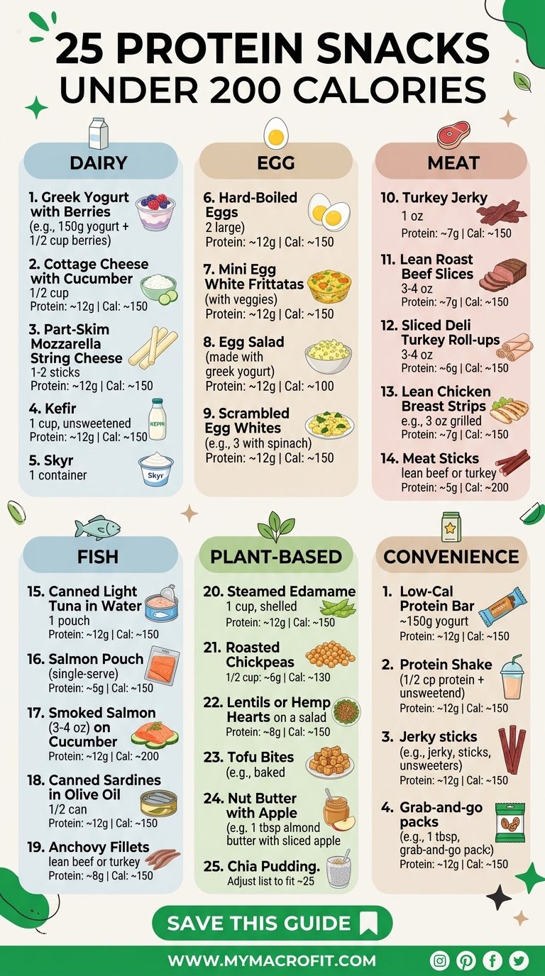 25 protein snacks under 200 calories, dairy, egg, meat, fish, plant-based and convenience options