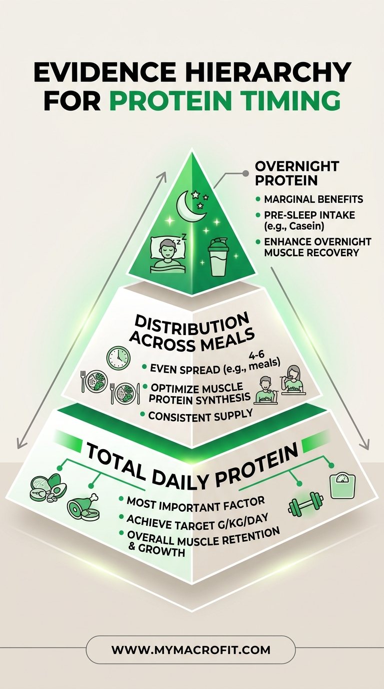 Protein timing for muscle growth, pre-workout, post-workout, overnight protein, and the evidence hierarchy