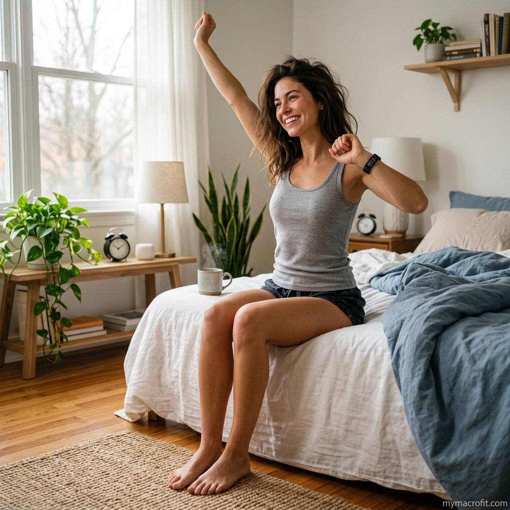 Sleep environment for weight loss, dark cool bedroom showing optimal conditions for deep sleep and fat loss hormones