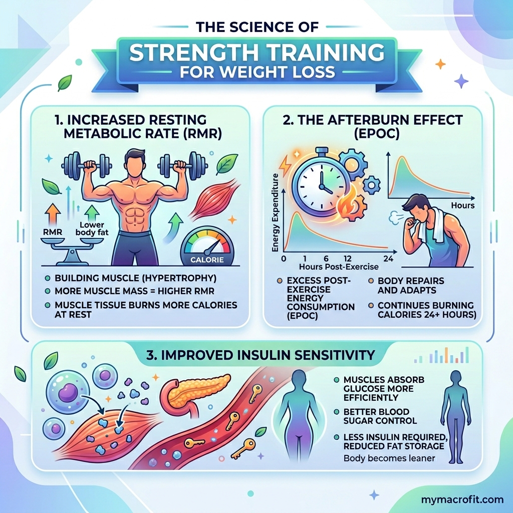 Strength training vs cardio for weight loss, calorie burn during and after exercise plus resting metabolism effect