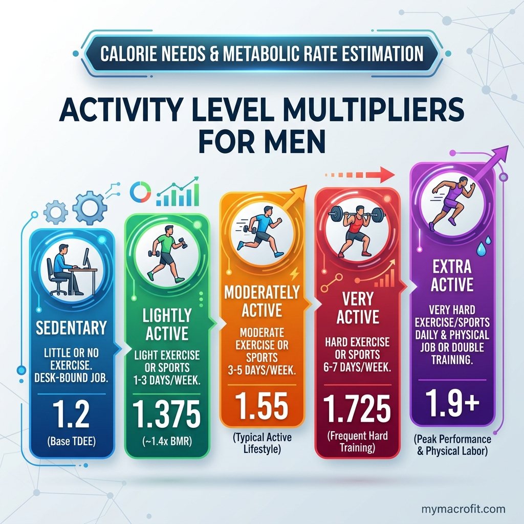 TDEE Calculator for Men: Find Your Maintenance Calories (Cut, Bulk, Maintain) chart