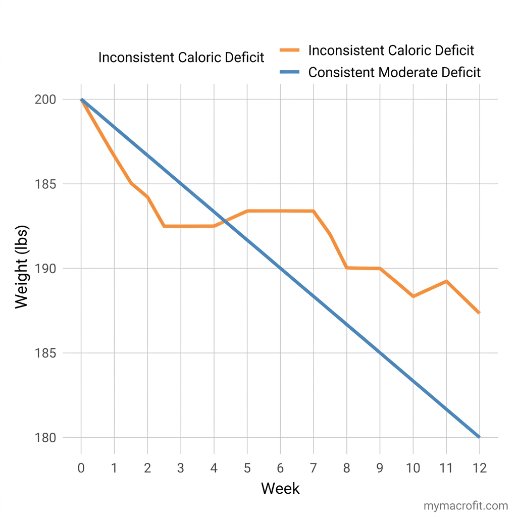 Weight loss chart — weekly fat loss rates at different calorie deficits from moderate to aggressive