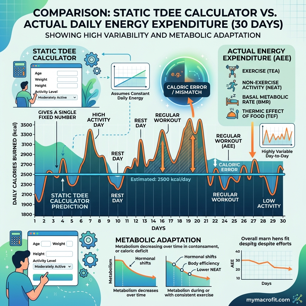 Why Your TDEE Calculator Is Wrong (and How to Fix It) infographic