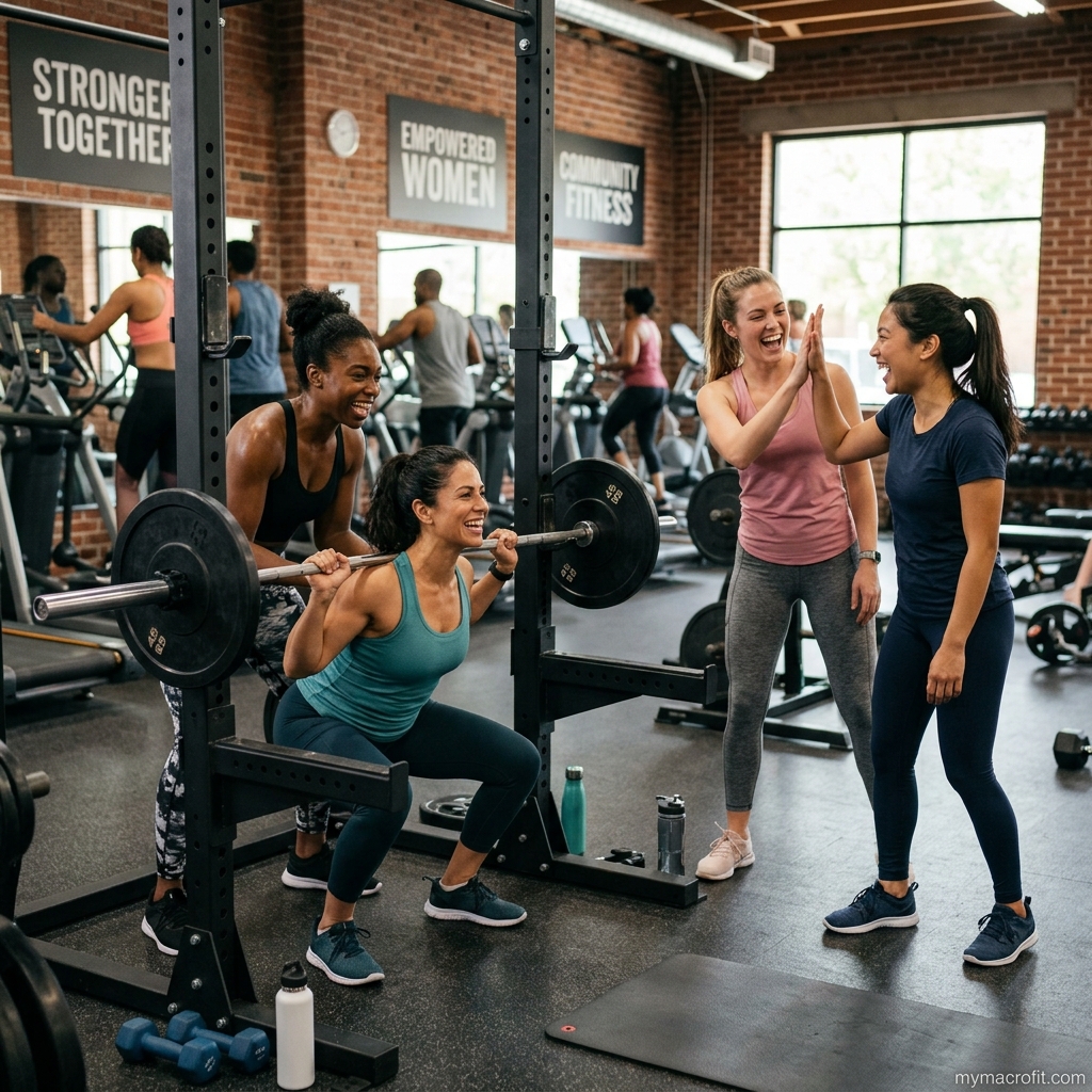 Woman performing a barbell squat in a gym — demonstrating strength training for body composition and hormonal health