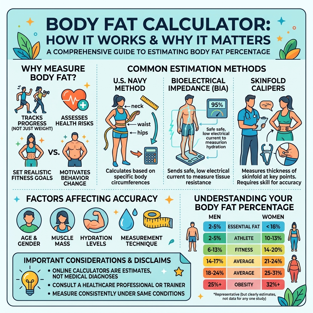 Body Fat Calculator (Navy Method) visual guide
