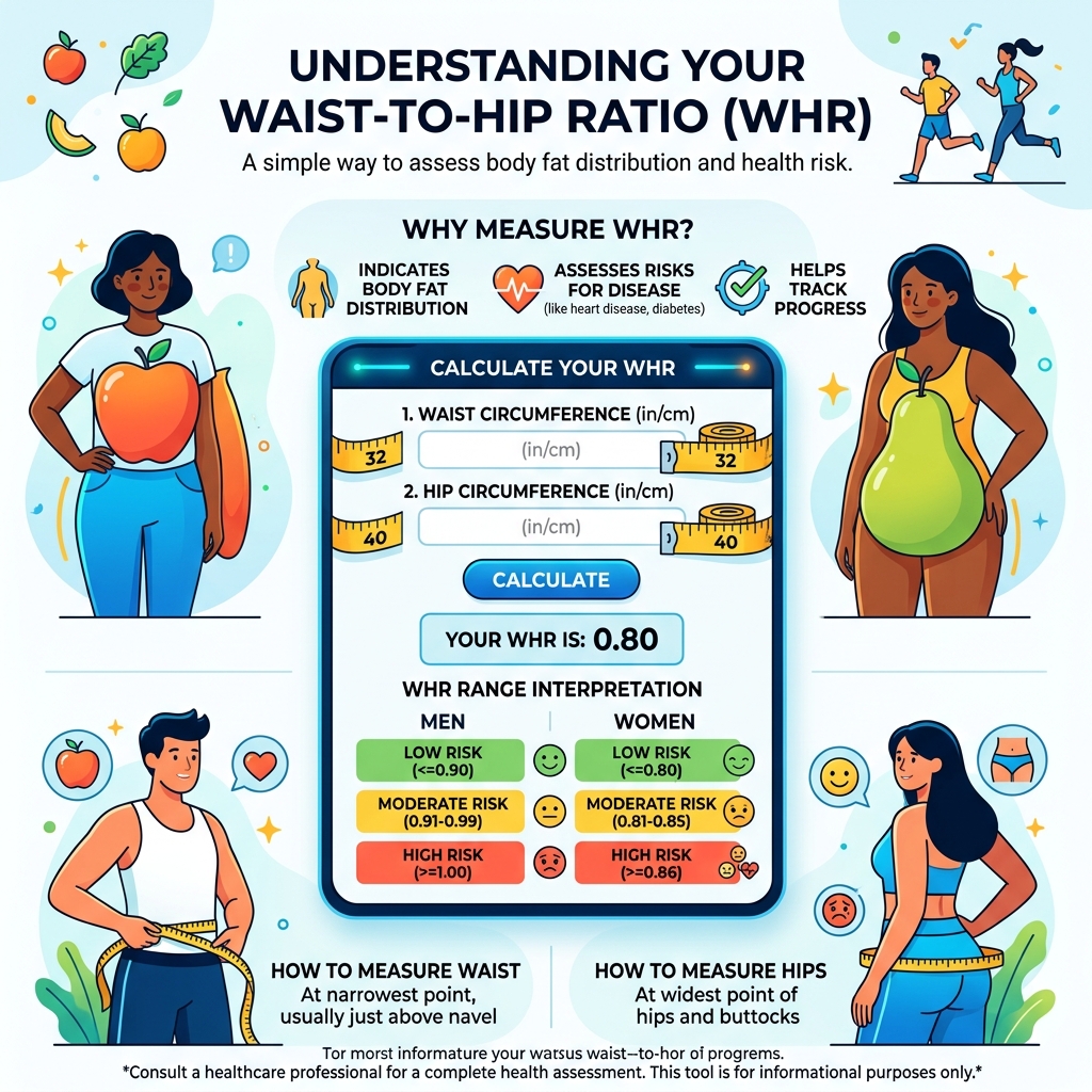 Waist to Hip Ratio Calculator visual guide